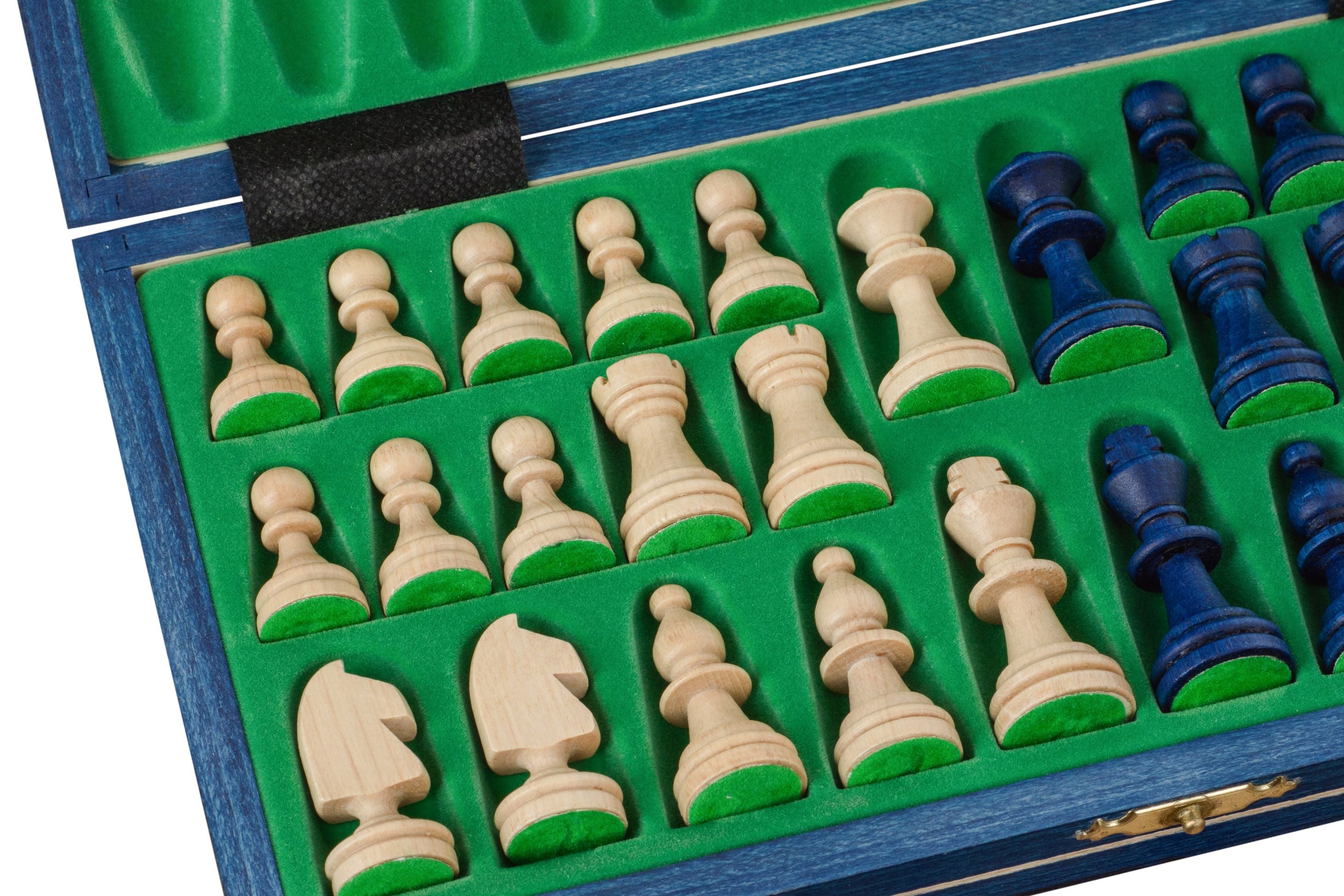 Blue Wooden Magnetic Chess Set (27 cm) - Blue Wooden Magnetic Chess Set (27 cm)