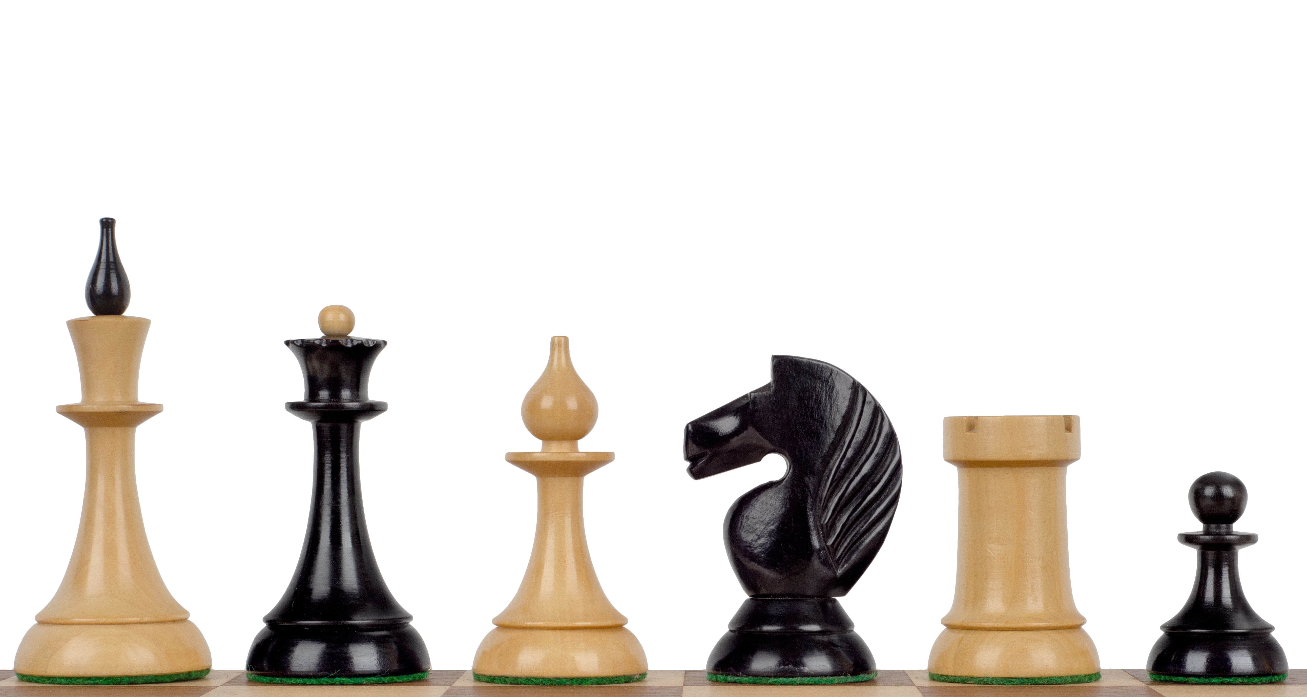 Fichas de ajedrez Queen's Gambit de 1957, de boj ebanizado, 3,75 pulgadas - Fichas de ajedrez Queen's Gambit de 1957, de boj ebanizado, 3,75 pulgadas