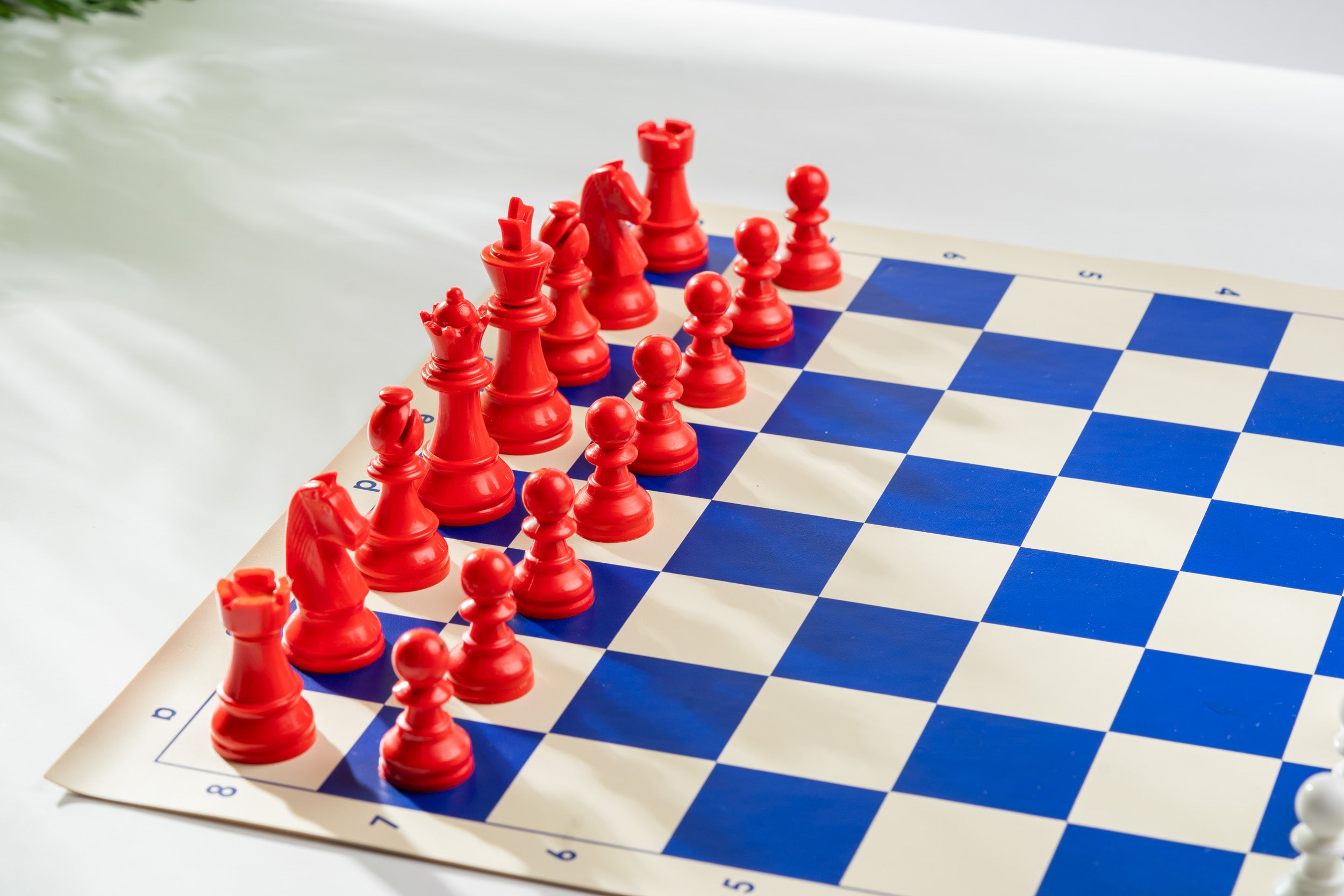 Vinyl roll-up chess board, white/blue - Vinyl roll-up chess board, white/blue