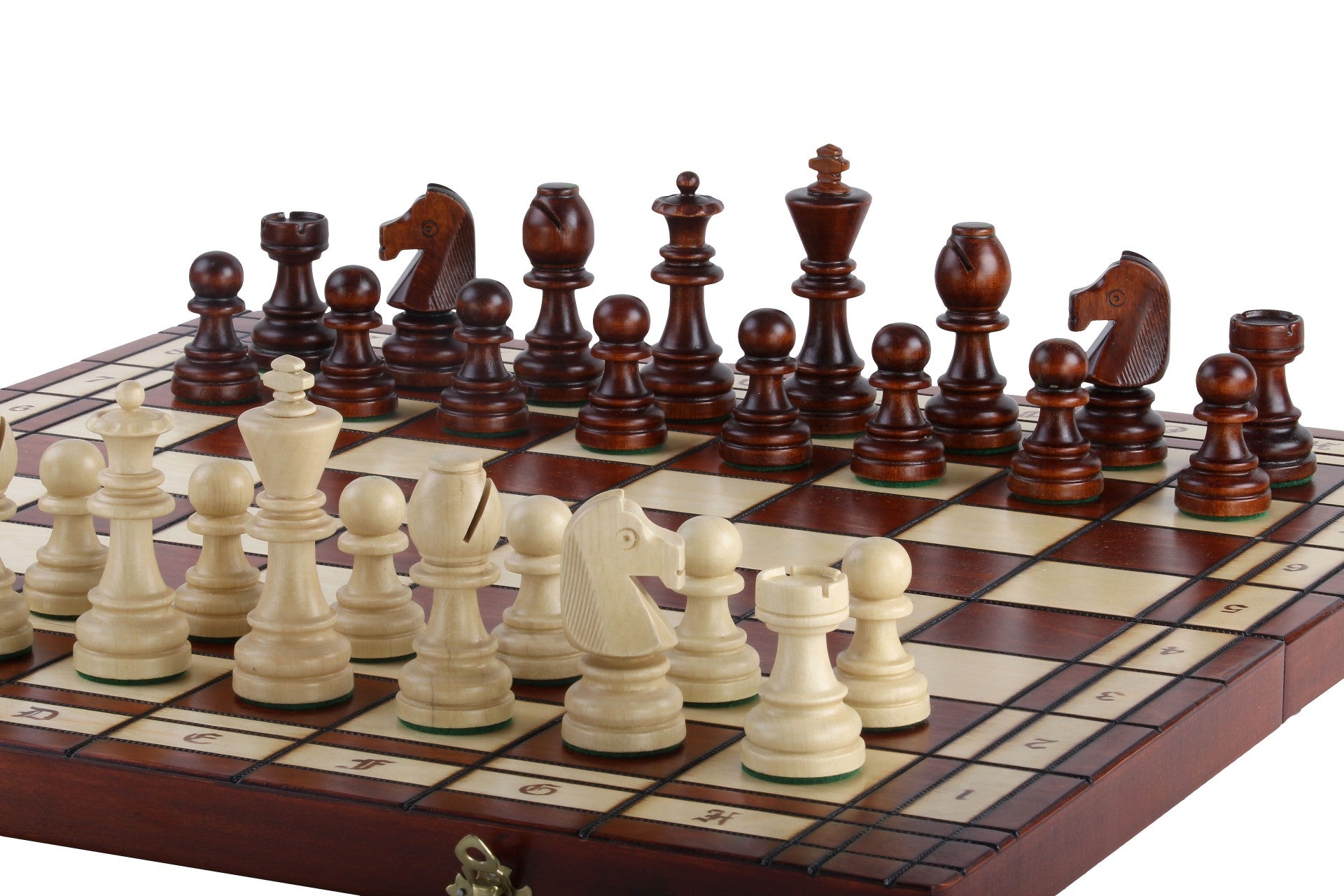 TOURNAMENT No 8 burned folding board, insert tray, wooden chess pieces - TOURNAMENT No 8 burned folding board, insert tray, wooden chess pieces
