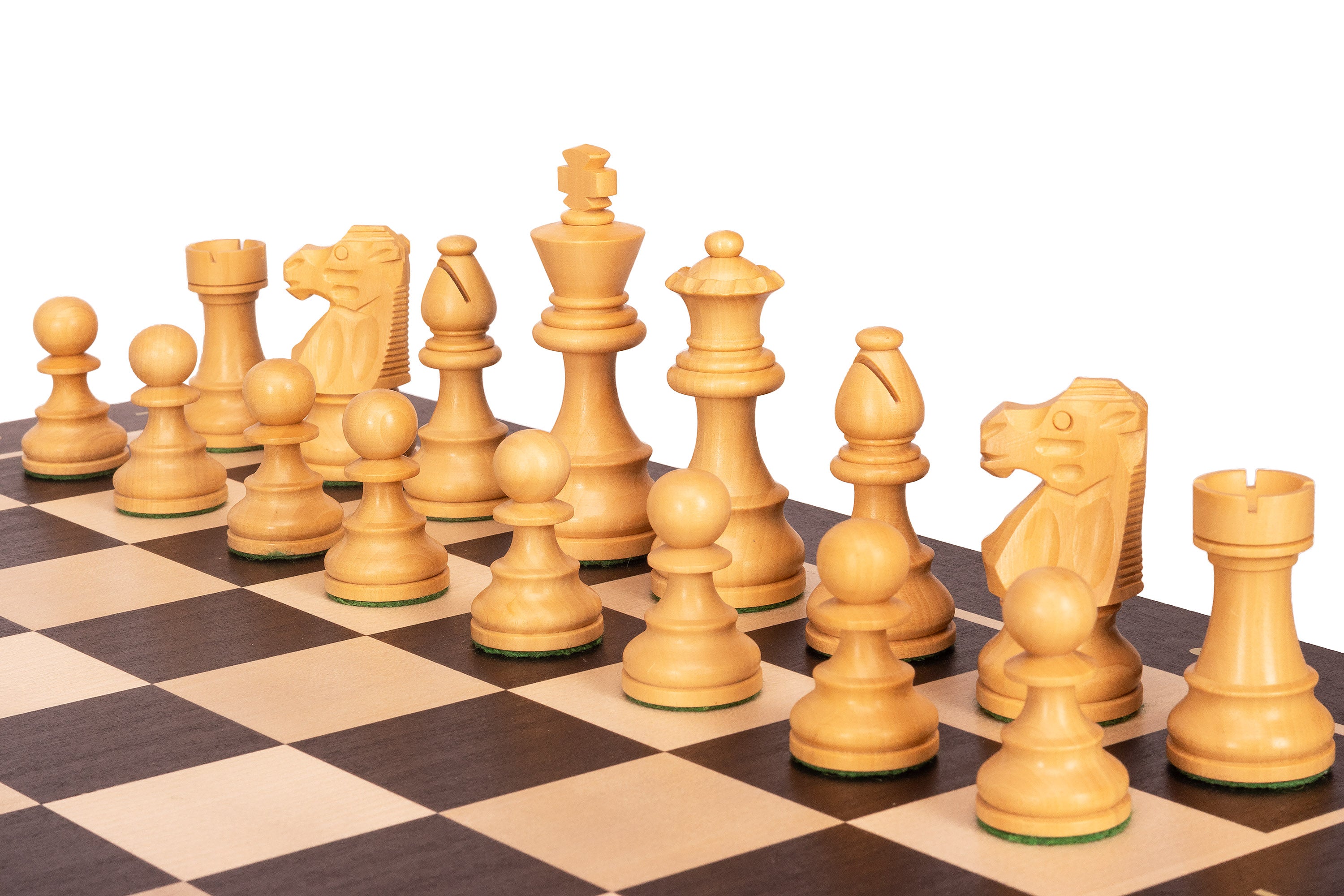 No5 Black Chessboard + 3.5" French Ebonised pieces - No5 Black Chessboard + 3.5" French Ebonised pieces
