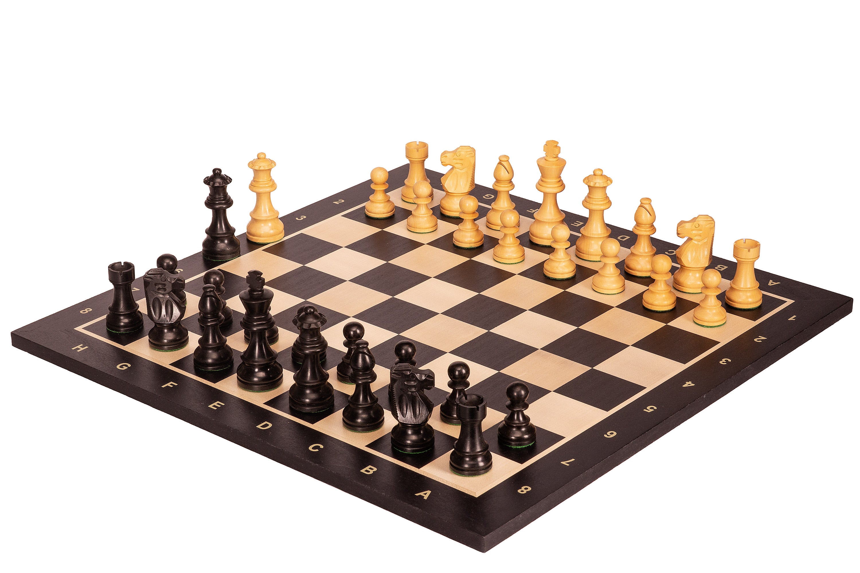 No6 Black Chessboard+ 3.75" French Ebonised pieces - No6 Black Chessboard+ 3.75" French Ebonised pieces