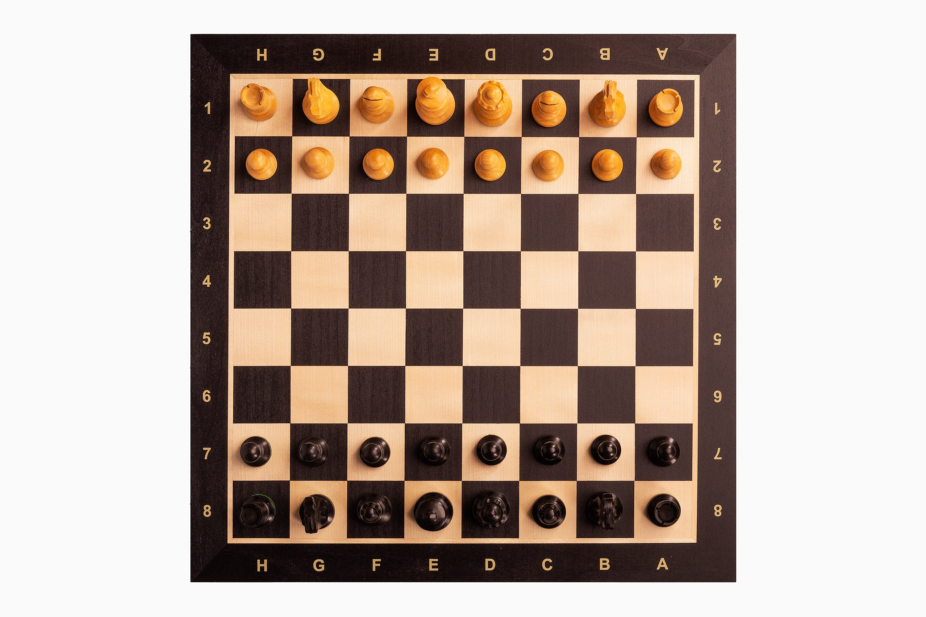 No5 Black Chessboard + 3.5" French Ebonised pieces - No5 Black Chessboard + 3.5" French Ebonised pieces