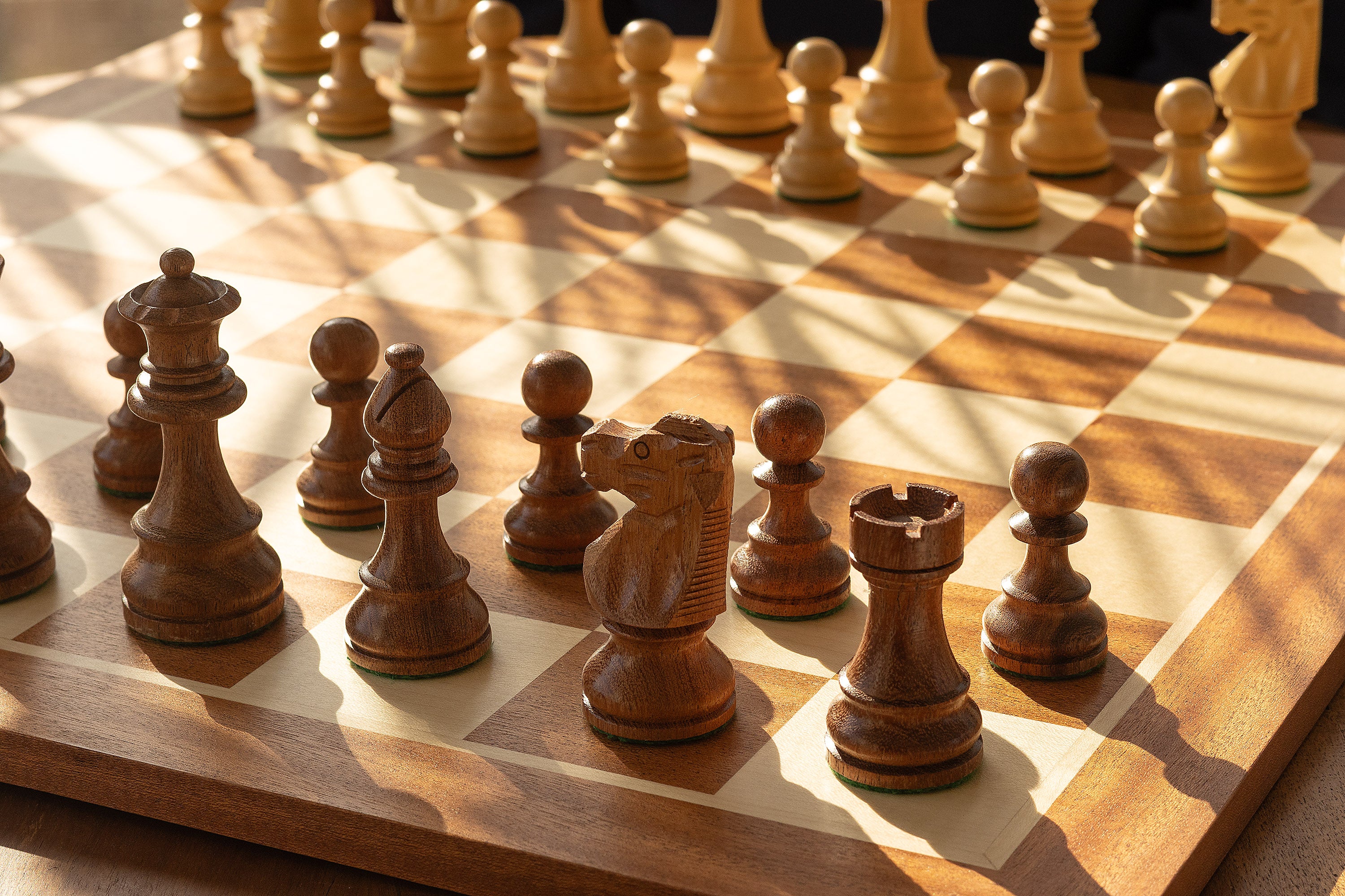 No6 Sapele Chessboard + 3.75" French Acacia pieces - No6 Sapele Chessboard + 3.75" French Acacia pieces