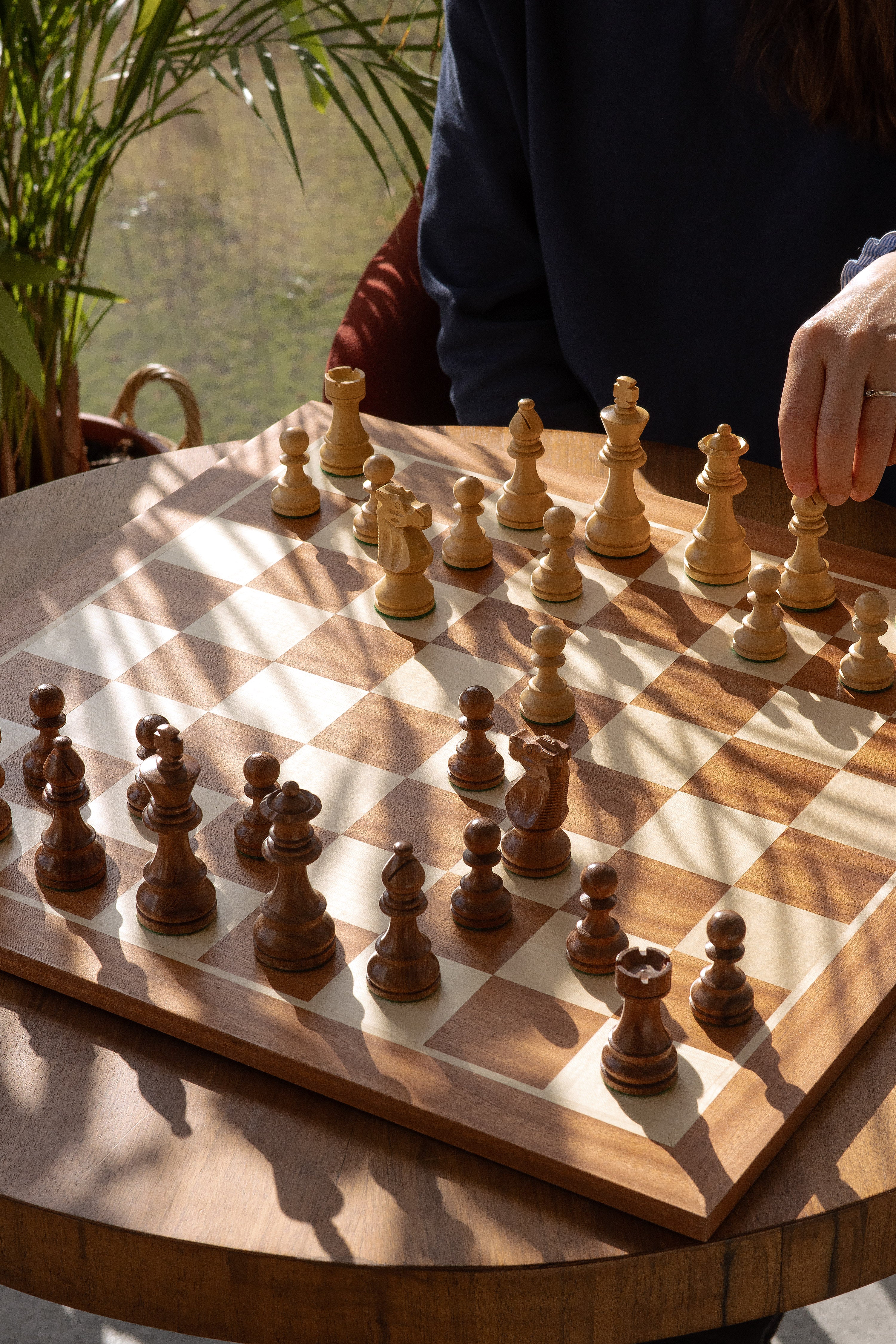 No6 Sapele Chessboard + 3.75" French Acacia pieces - No6 Sapele Chessboard + 3.75" French Acacia pieces