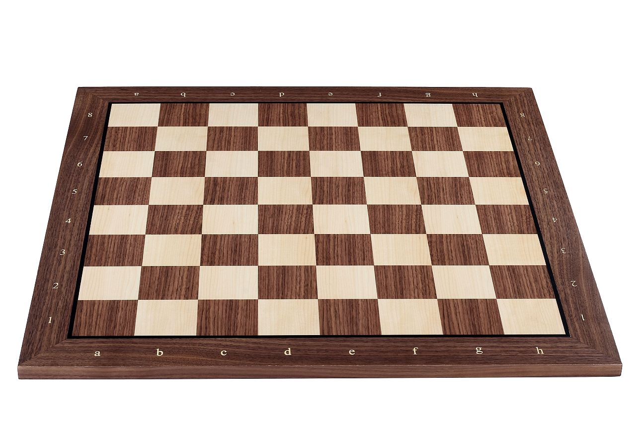 Exclusive chess board No. 6 (with description) walnut/ maple (marquetry) - Exclusive chess board No. 6 (with description) walnut/ maple (marquetry)