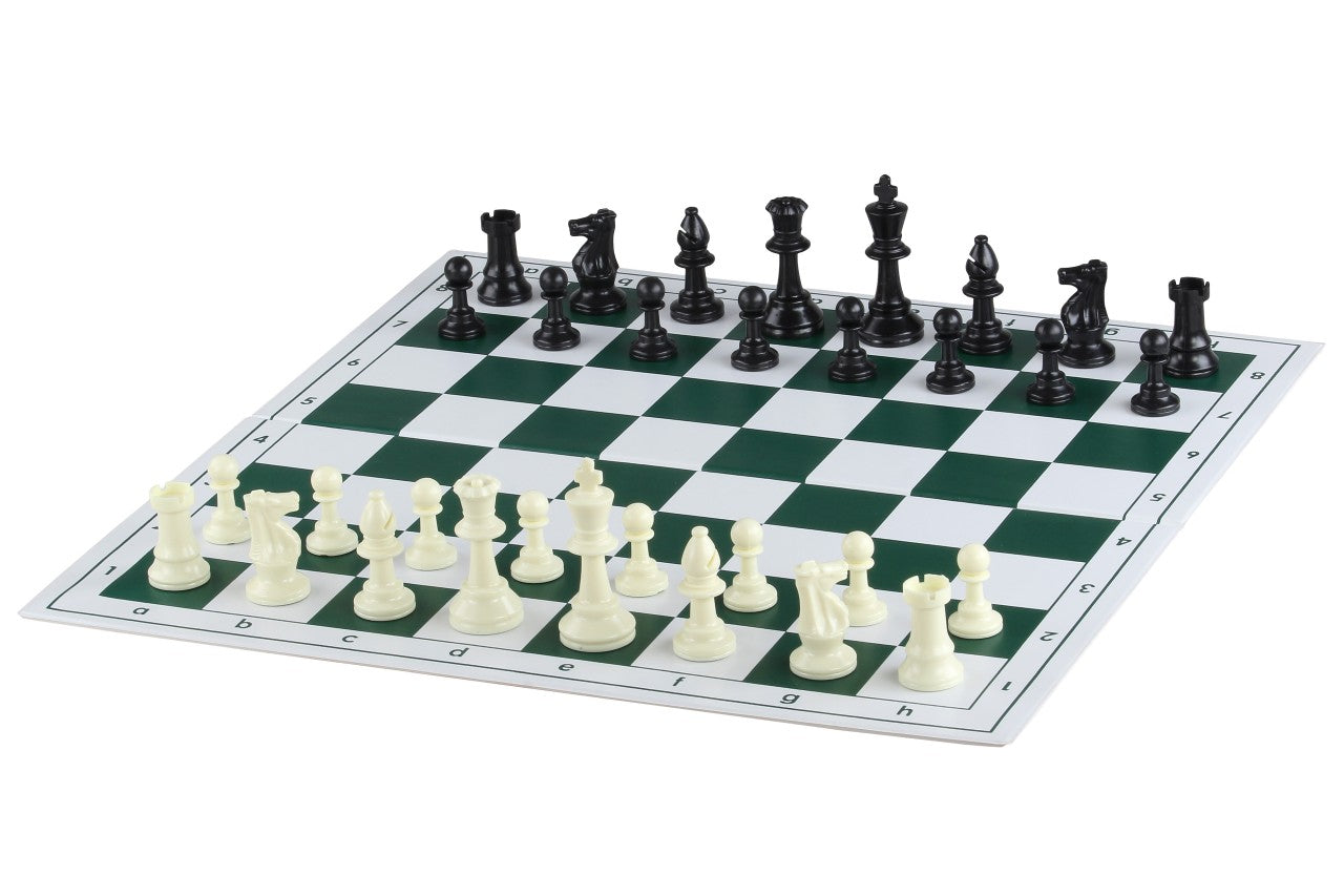 Plastic chessboard, foldable, white/green, 58 mm square - Plastic chessboard, foldable, white/green, 58 mm square