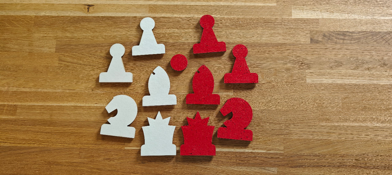 Fichas magnéticas para ajedrez de demostración, blancas/rojas (rey de 75 mm) - Fichas magnéticas para ajedrez de demostración, blancas/rojas (rey de 75 mm)