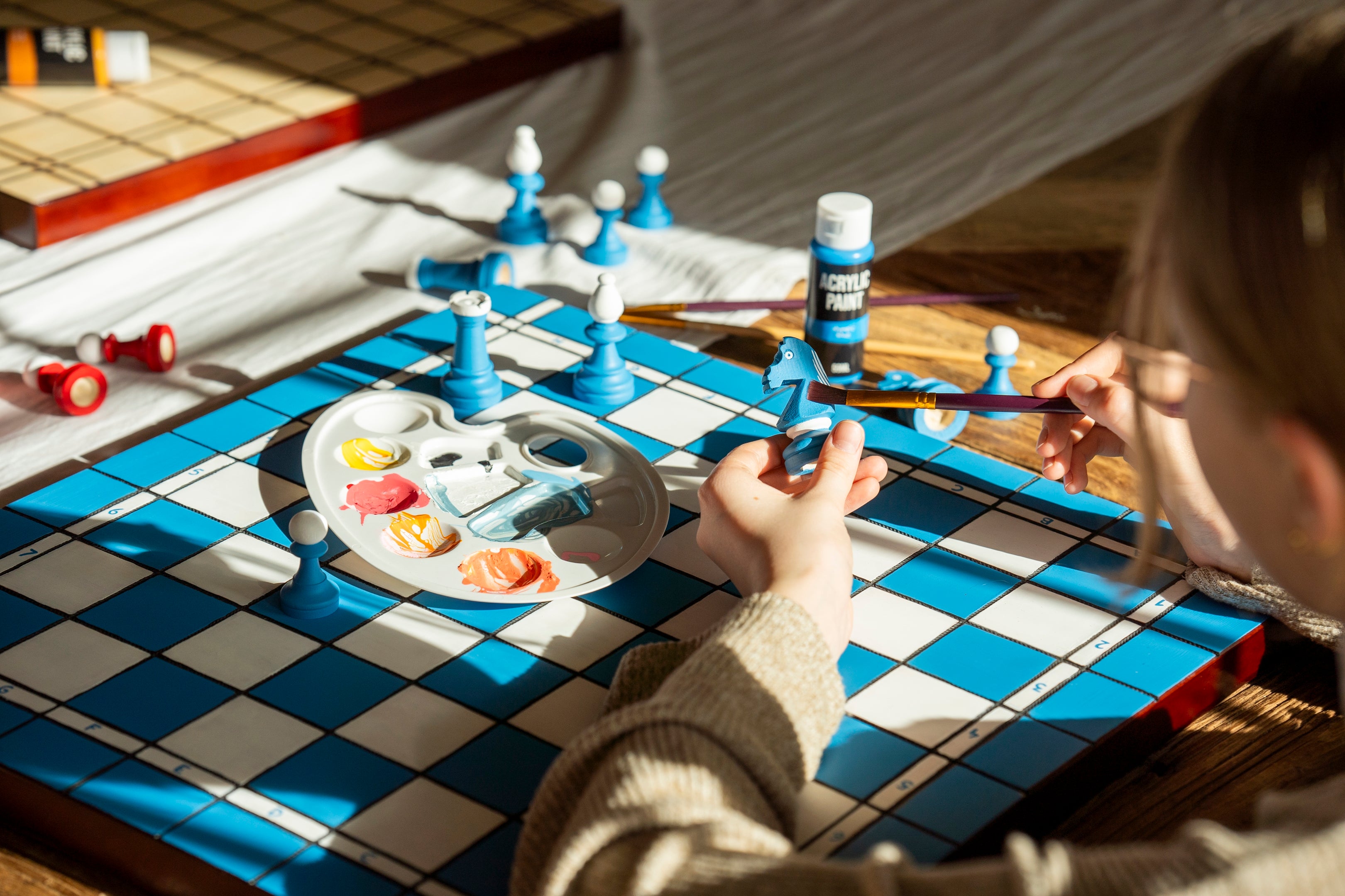 Chess case for self-painting and assembling - DIY art chess - Chess case for self-painting and assembling - DIY art chess