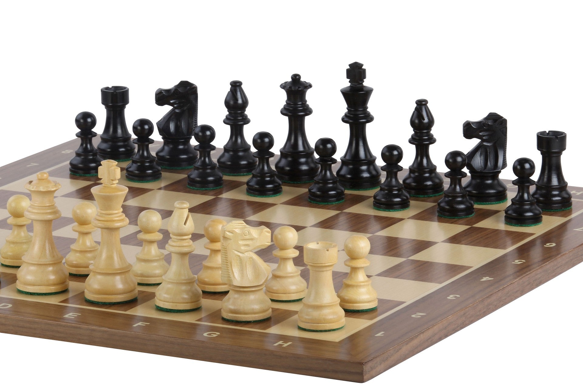 No5 Walnut Chessboard+ 3.5" French Ebonised pieces - No5 Walnut Chessboard+ 3.5" French Ebonised pieces