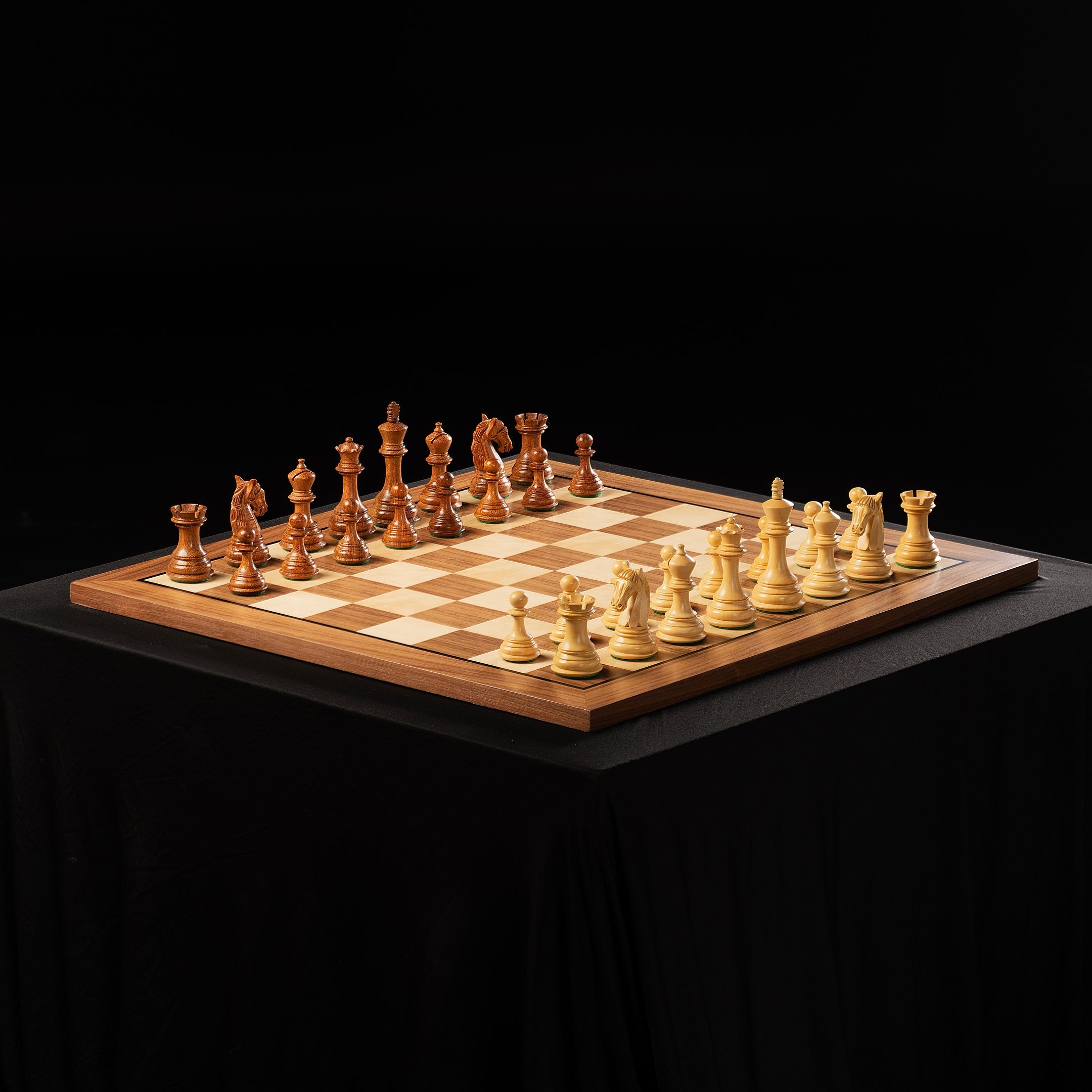 Exclusive wooden chessboard 55 mm square (with black stripe) walnut/maple - Exclusive wooden chessboard 55 mm square (with black stripe) walnut/maple