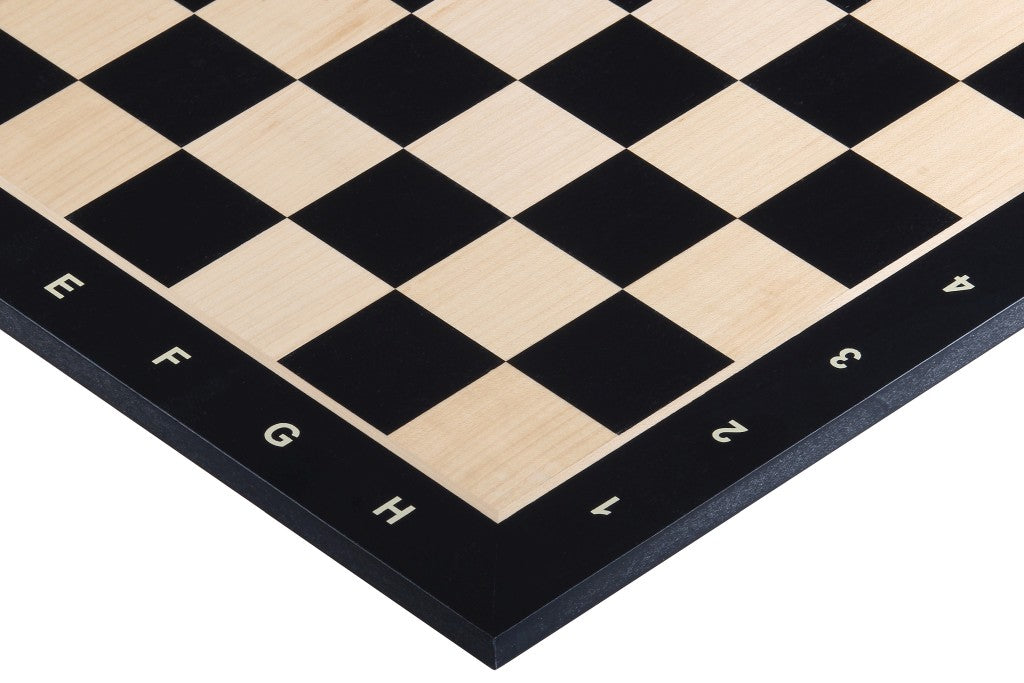 Chess board No. 6 (with notation) ebonised (marquetry) - Chess board No. 6 (with notation) ebonised (marquetry)
