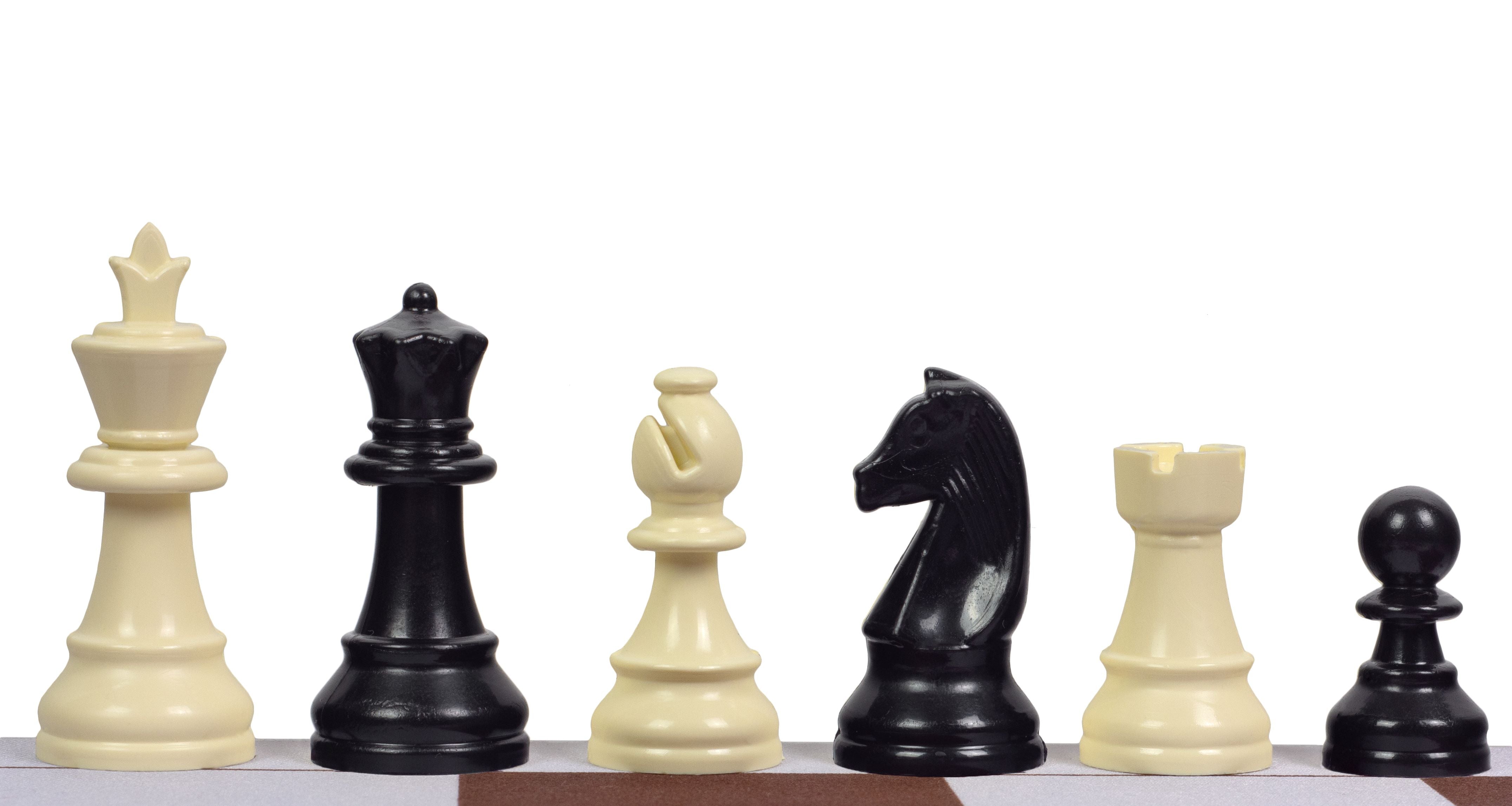Staunton No. 3 plastic chess pieces (king 65 mm) for play and analysis - Staunton No. 3 plastic chess pieces (king 65 mm) for play and analysis
