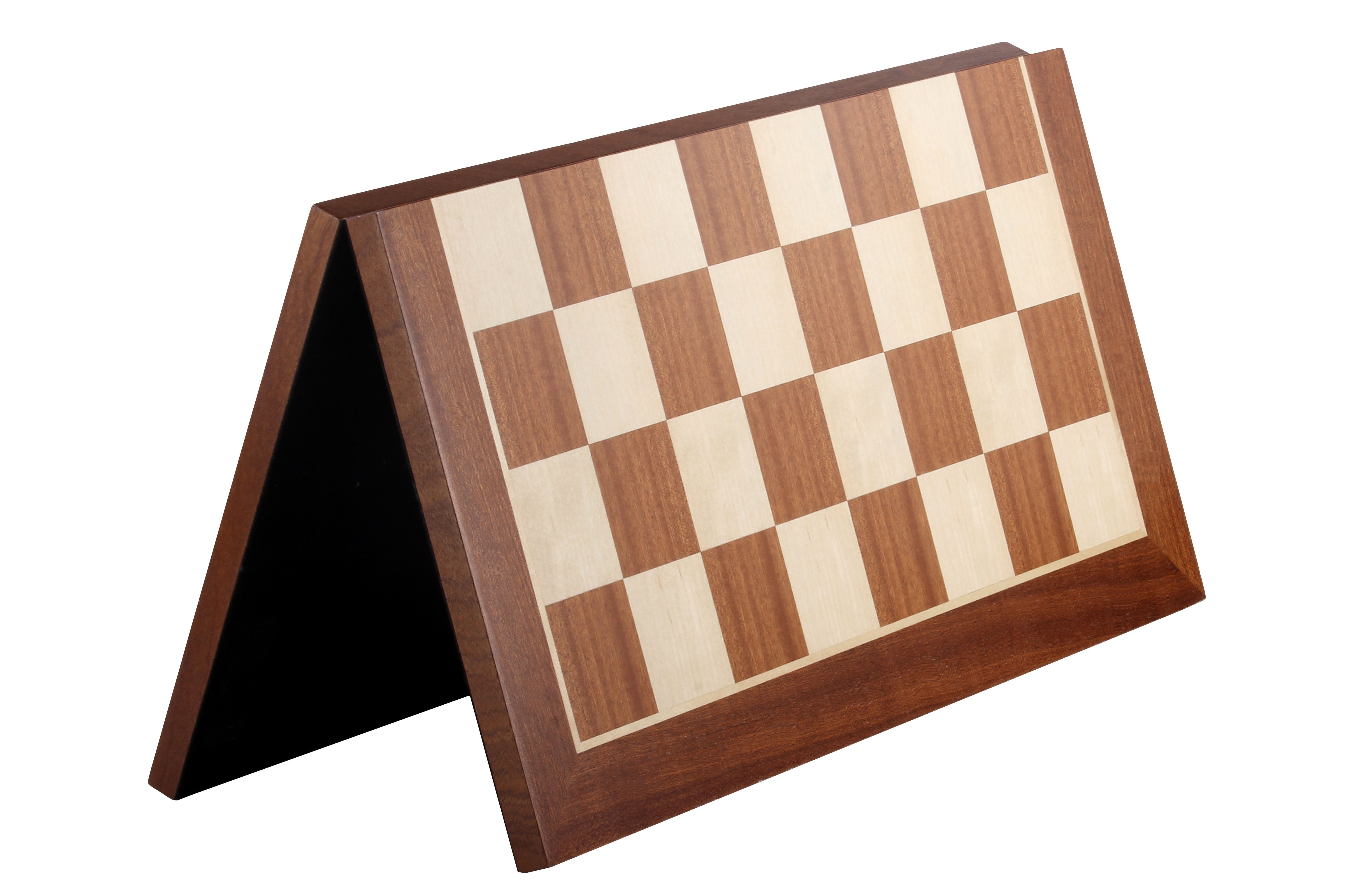Size No 5 (without coordinates) foldable chessboard, mahogany/maple - Size No 5 (without coordinates) foldable chessboard, mahogany/maple