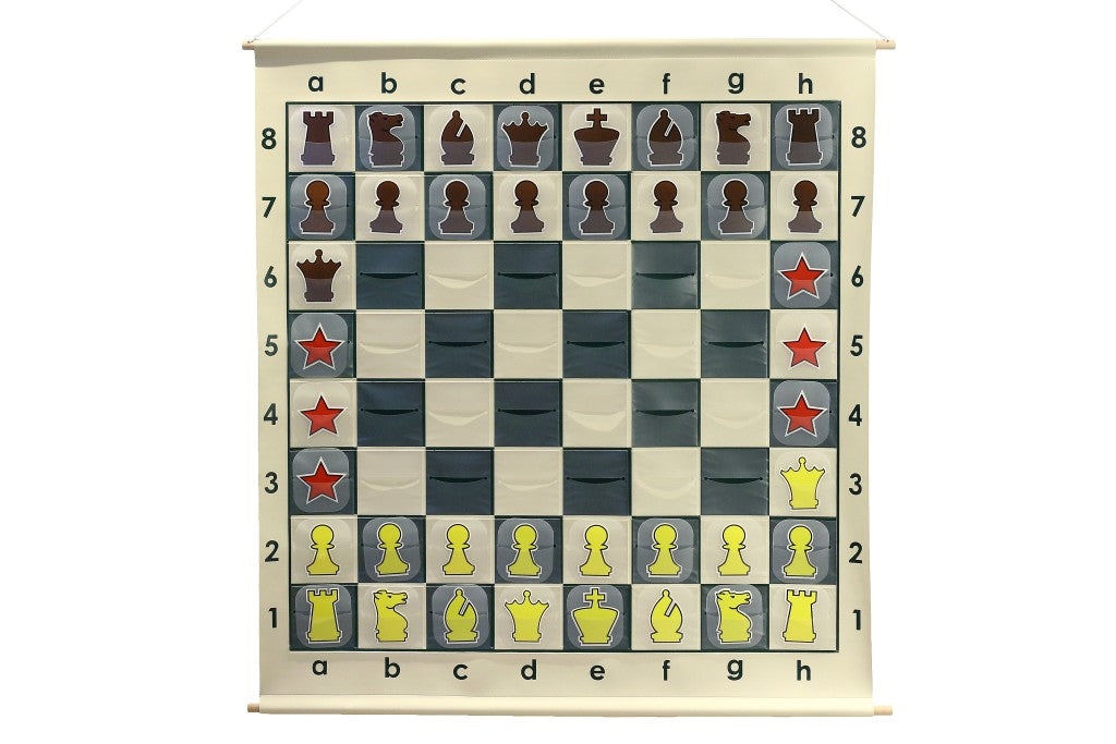 Slotted Roll-up Demonstration Chess Set 36" (91 cm) - board + pieces + bag - Slotted Roll-up Demonstration Chess Set 36" (91 cm) - board + pieces + bag