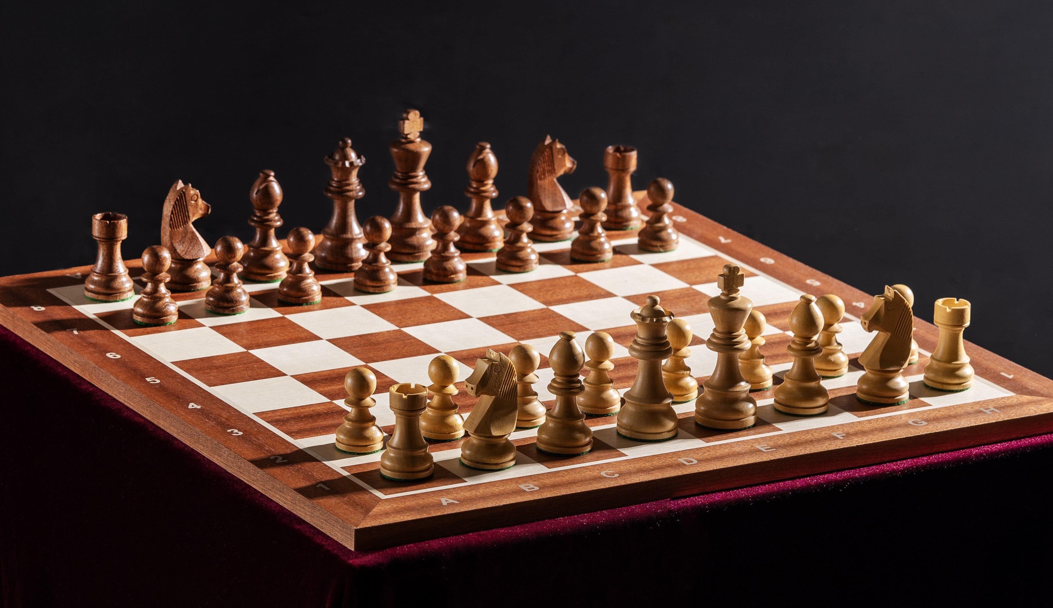 Tournament chess set No. 5 - 50mm board + German Knight 3.5" pieces - Tournament chess set No. 5 - 50mm board + German Knight 3.5" pieces