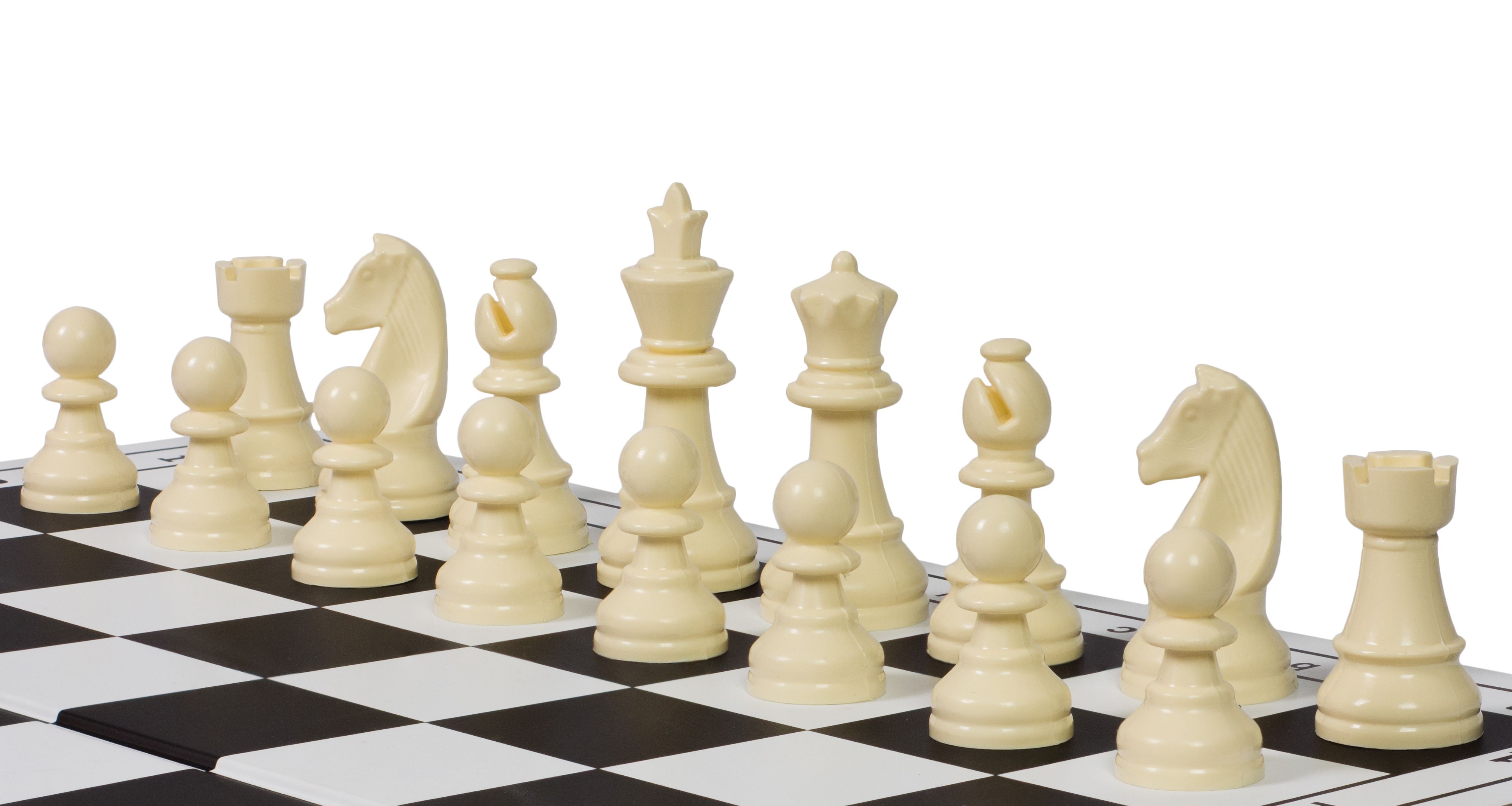 Staunton No. 3 plastic chess pieces (king 65 mm) for play and analysis - Staunton No. 3 plastic chess pieces (king 65 mm) for play and analysis
