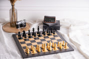 German Knight Ebonised 3,75"" chess pieces double queen