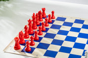 Vinyl roll-up chess board, white/blue