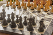 No6 Black Chessboard+ 3.75" French Ebonised pieces