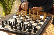 No5 Black Chessboard + 3.5" French Ebonised pieces