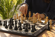 No5 Black Chessboard + 3.5" French Ebonised pieces