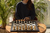 No6 Black Chessboard+ 3.75" French Ebonised pieces