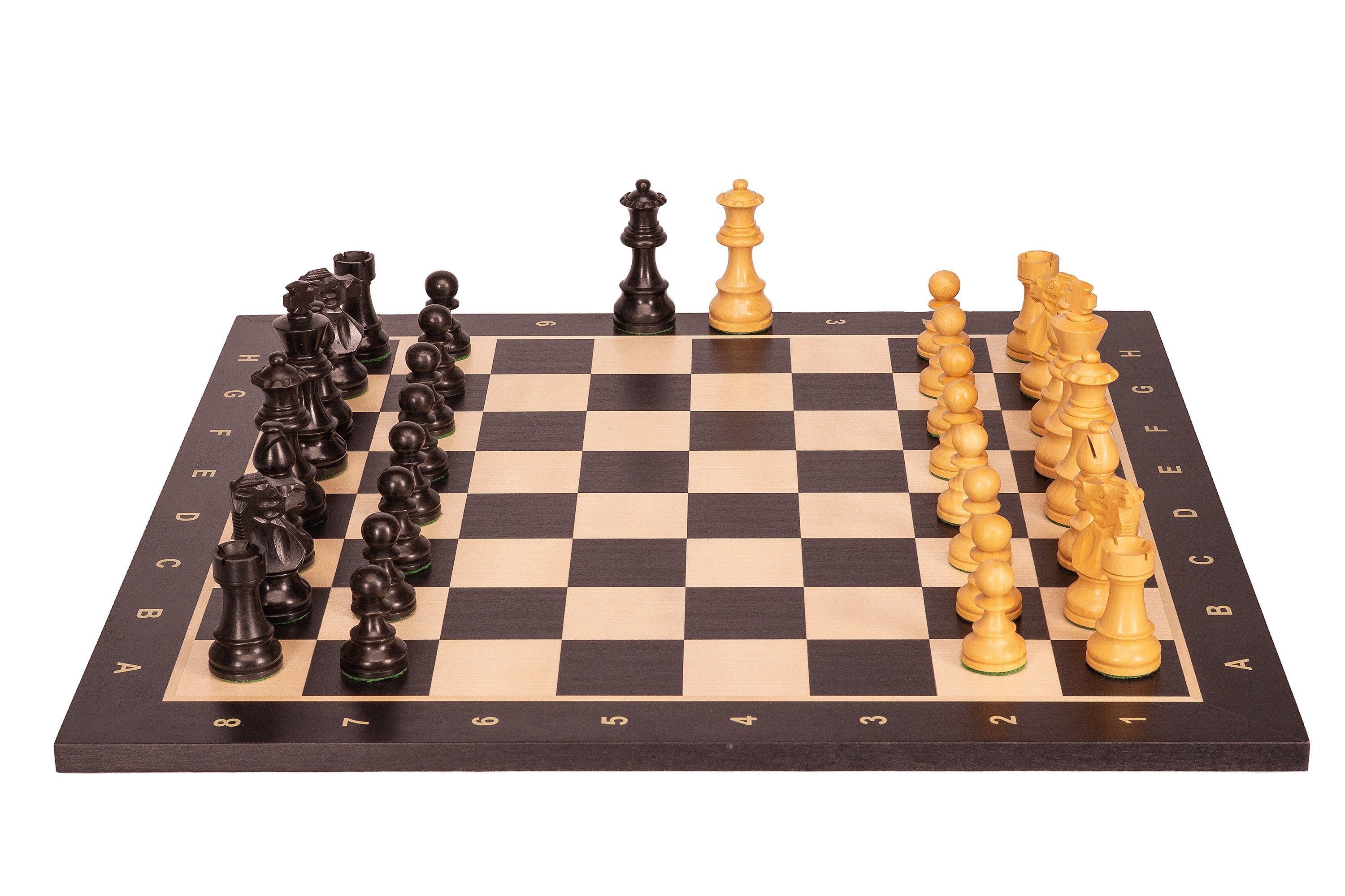 No6 Black Chessboard+ 3.75" French Ebonised pieces - No6 Black Chessboard+ 3.75" French Ebonised pieces