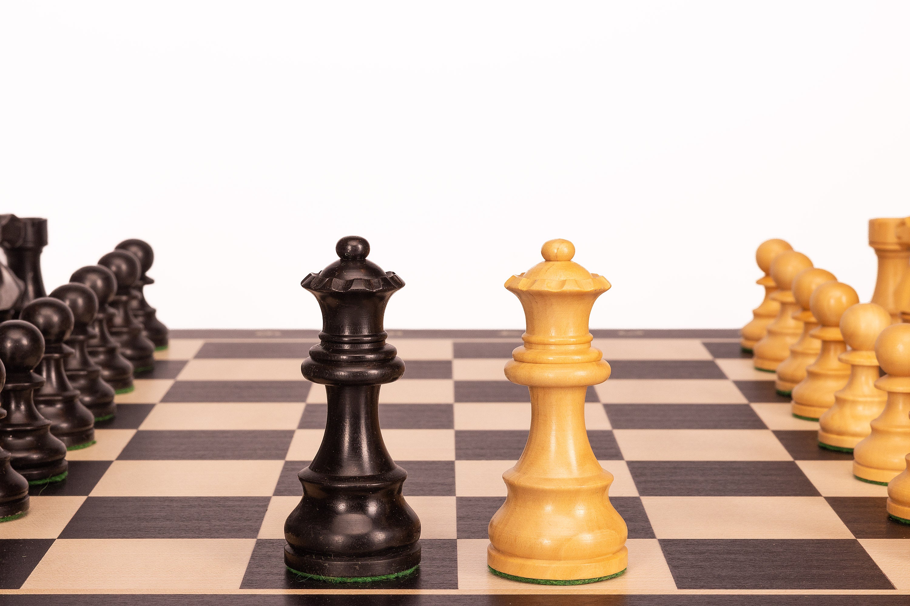 No5 Black Chessboard + 3.5" French Ebonised pieces - No5 Black Chessboard + 3.5" French Ebonised pieces