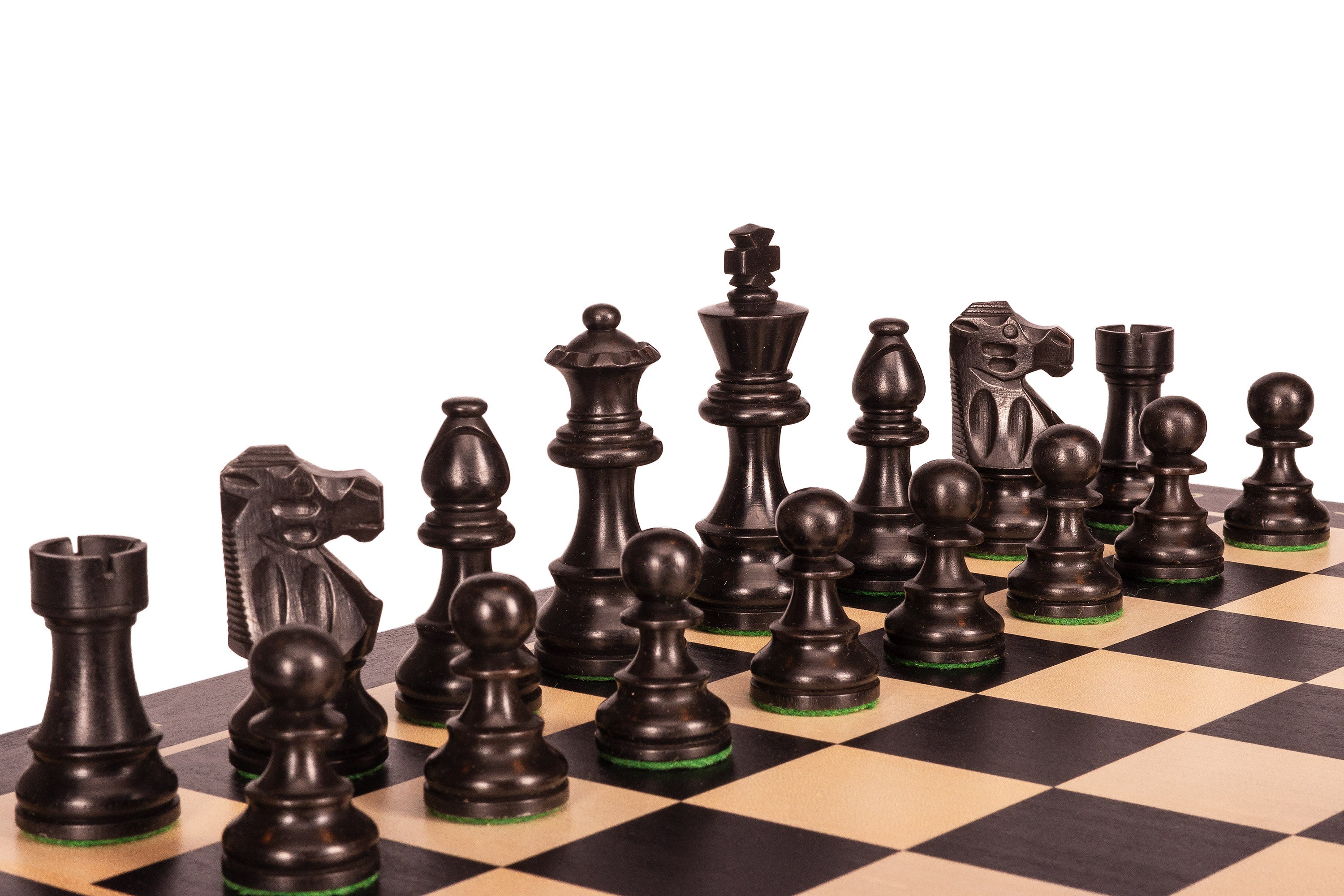 No6 Black Chessboard+ 3.75" French Ebonised pieces - No6 Black Chessboard+ 3.75" French Ebonised pieces