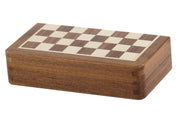 Wooden Magnetic Mini Chess Set with Inlaid Chessboard