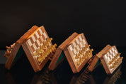 Wooden Magnetic Mini Chess Set with Inlaid Chessboard