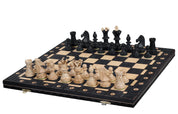 LARGE AMBASADOR BLACK (54x54cm) - wooden chess set with burnt chessboard