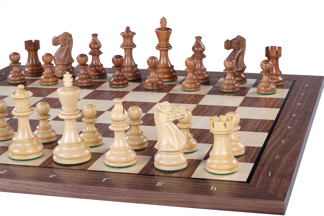 Exclusive chess board No. 6 (with description) walnut/ maple (marquetry) - Exclusive chess board No. 6 (with description) walnut/ maple (marquetry)