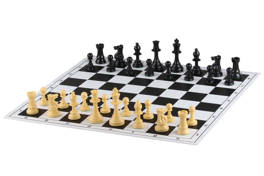Club Staunton chess pieces No. 6, cream/black (king 96 mm) - Club Staunton chess pieces No. 6, cream/black (king 96 mm)