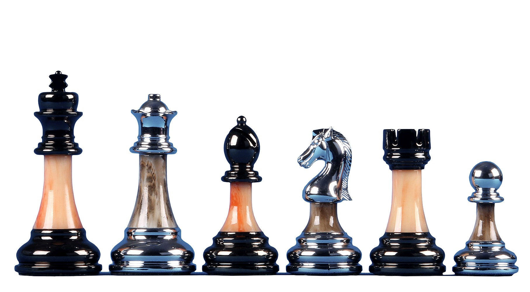 Metallised 3.5 inch chess pieces with 'stone' shaft - heavy - 504031f459254e0ec2d144beee66199e