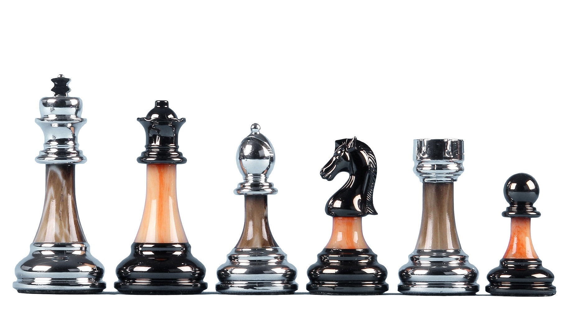 Metallised 3.5 inch chess pieces with 'stone' shaft - heavy - 5cac4ea6206fddd58ff254279b74c9cc