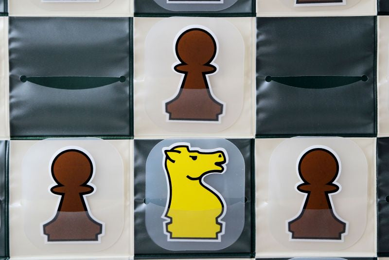 Slotted Roll-up Demonstration Chess Set 36" (91 cm) - board + pieces + bag - Slotted Roll-up Demonstration Chess Set 36" (91 cm) - board + pieces + bag