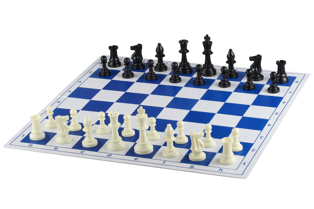 Plastic chessboard, foldable, white/blue - Plastic chessboard, foldable, white/blue
