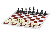 Plastic chessboard, foldable, white/red, 58 mm square