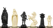 Viking stylized chess pieces, cream and black (king 98 mm)