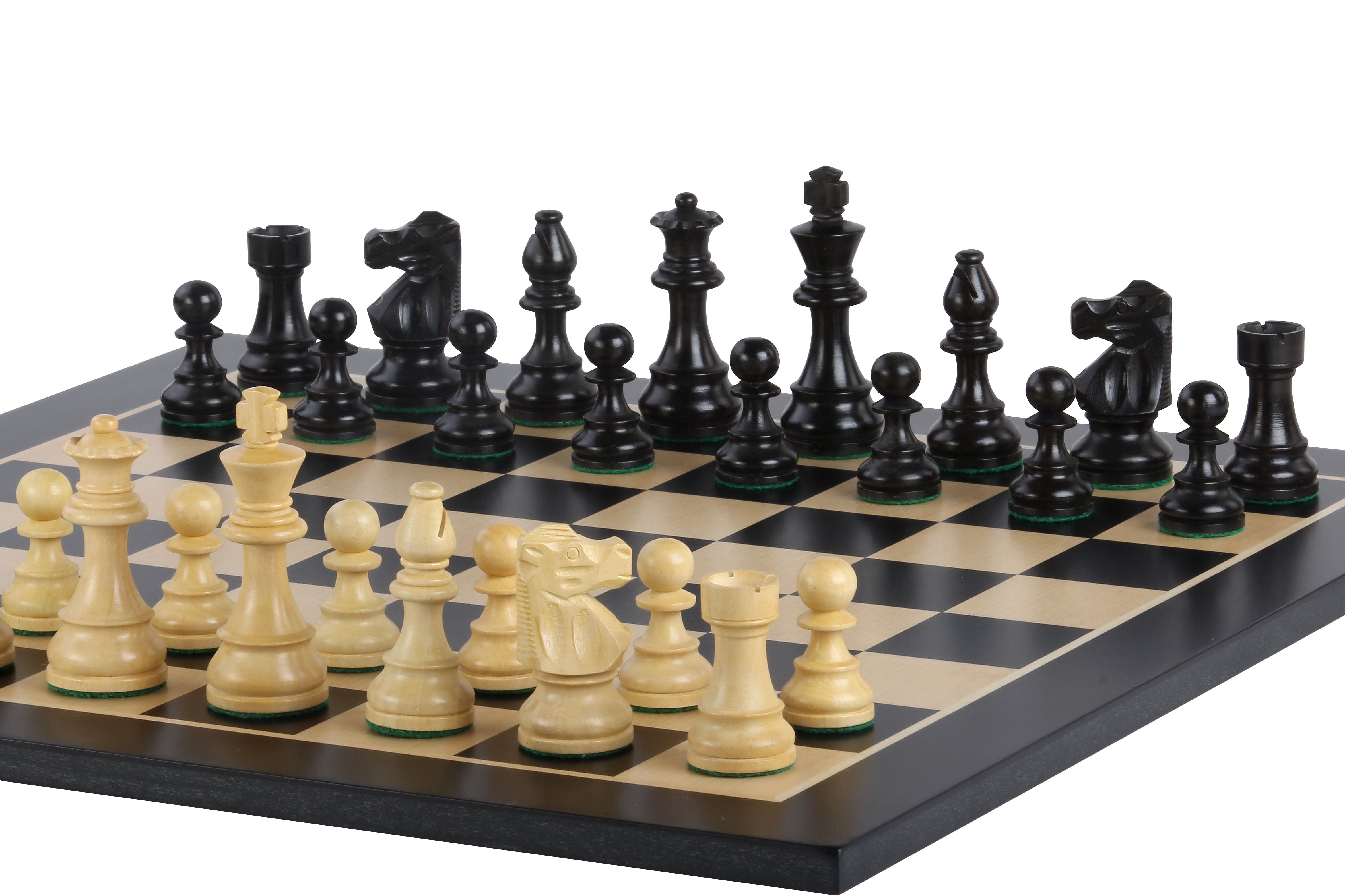 No6 Black Chessboard+ 3.75" French Ebonised pieces - No6 Black Chessboard+ 3.75" French Ebonised pieces