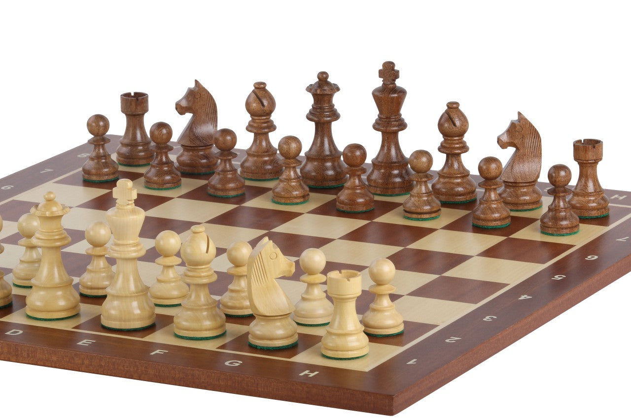 Tournament chess set No. 5 - 50mm board + German Knight 3.5" pieces - Tournament chess set No. 5 - 50mm board + German Knight 3.5" pieces