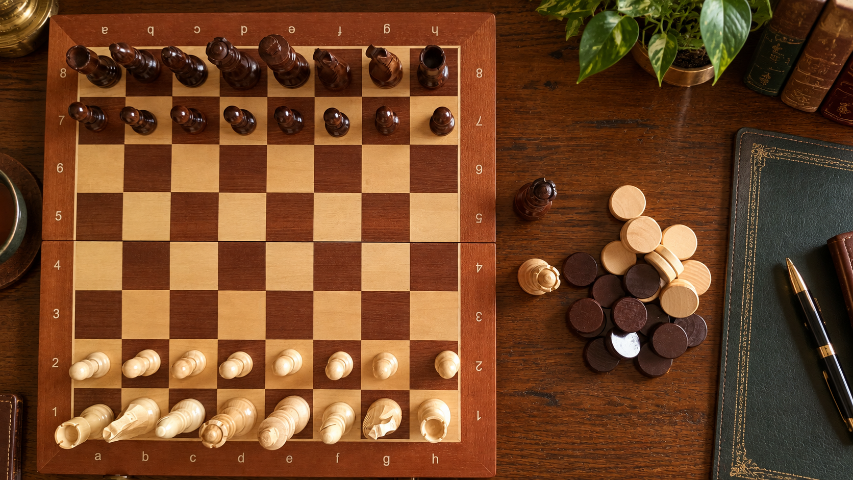 Wooden magnetic chess set + wooden checkers (38x38cm) - Wooden magnetic chess set + wooden checkers (38x38cm)
