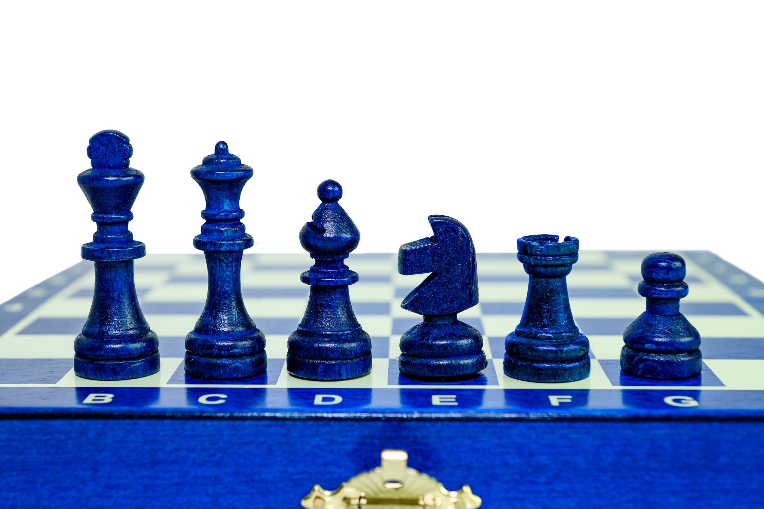 MAGNETIC wooden chess mini (20cm) - blue - MAGNETIC wooden chess mini (20cm) - blue