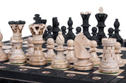 LARGE AMBASADOR BLACK (54x54cm) - wooden chess set with burnt chessboard