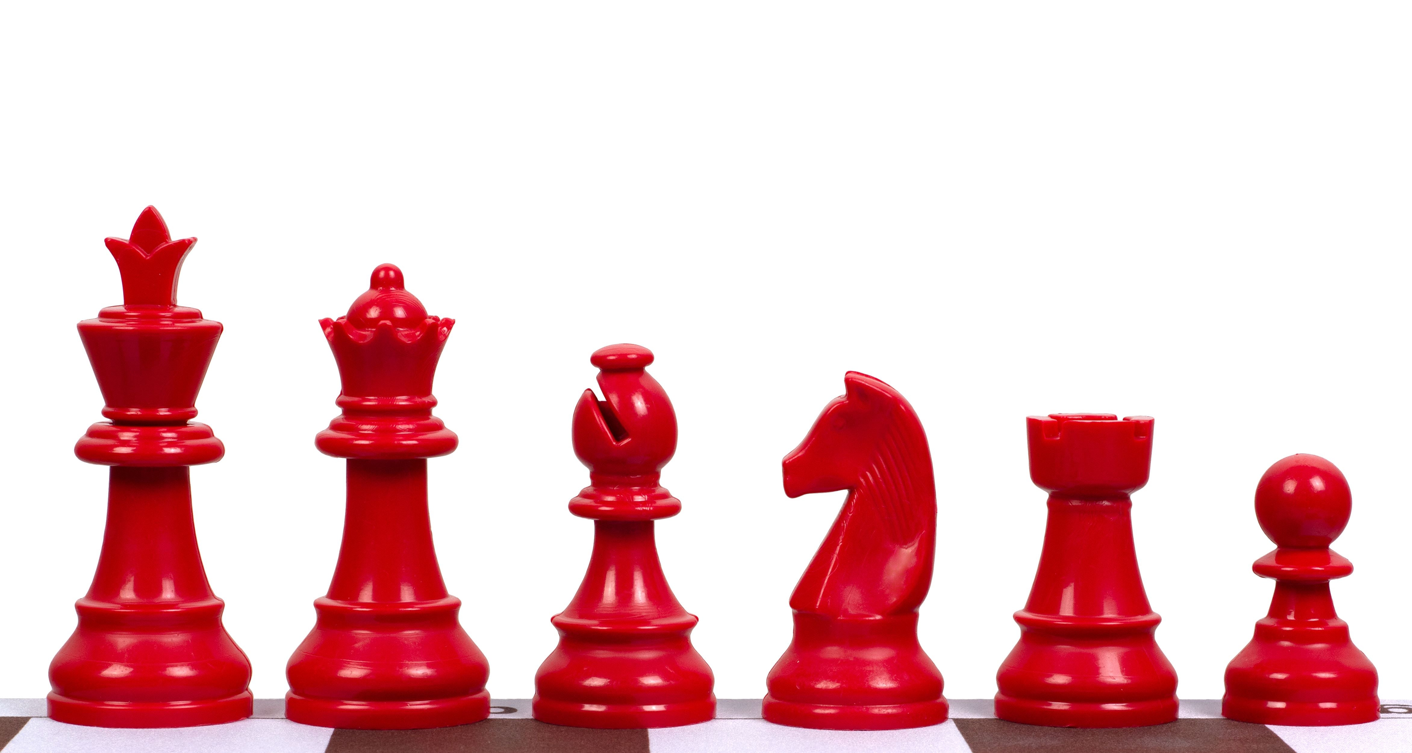 Red chess pieces Plastic 3.75"(95mm) for TR03G - Red chess pieces Plastic 3.75"(95mm) for TR03G