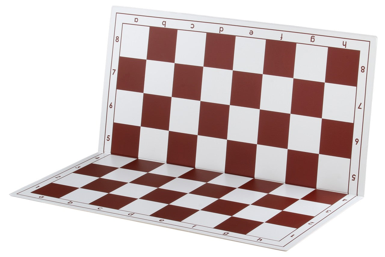 Plastic chessboard, foldable, white/red, 58 mm square - Plastic chessboard, foldable, white/red, 58 mm square