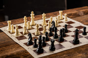 Vinyl roll-up chess board, white/brown