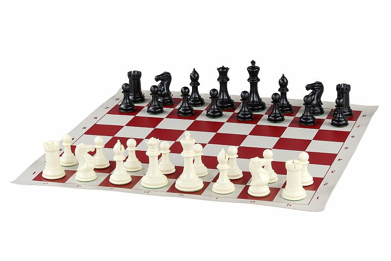 Vinyl roll-up chess board, white/red - Vinyl roll-up chess board, white/red